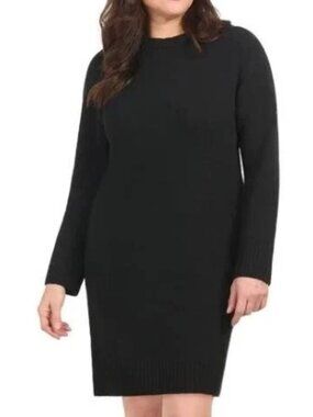 Dalia Women's Knit Long Sleeve Sweater Dress, Black, Size Large
